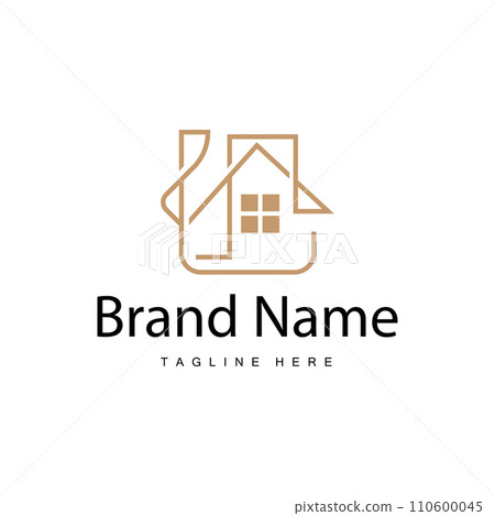 House logo, real estate residential construction building design simple elegant minimalist lines House logo, real estate residential construction building design simple elegant minimalist lines 110600045