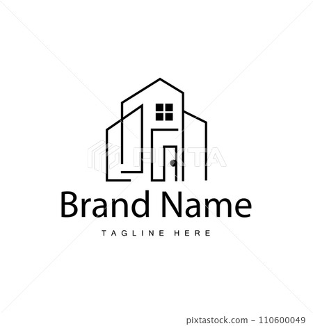 House logo, real estate residential construction building design simple elegant minimalist lines 110600049