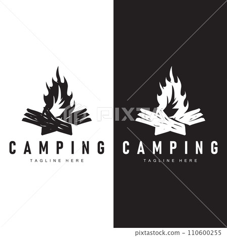 Simple vector outdoor camping logo, wild adventure template with old vintage style 110600255