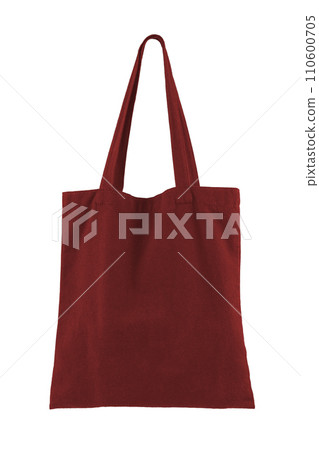 Reusable red cotton, linen shopping bag isolated on white background. Mockup, template. 110600705
