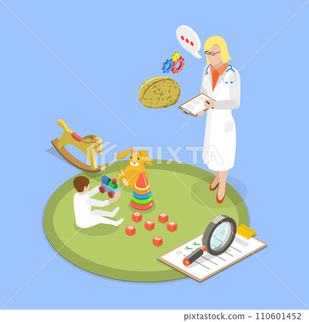 3D Isometric Flat Vector Illustration of Child Development Assessment 110601452