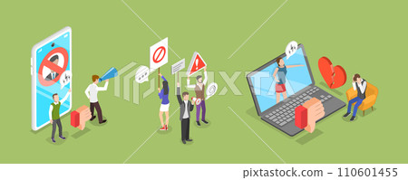 3D Isometric Flat Vector Illustration of Social Media Behavior 3D Isometric Flat Vector Illustration of Social Media Behavior 110601455
