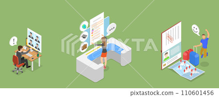 3D Isometric Flat Vector Illustration of Entry Permission 3D Isometric Flat Vector Illustration of Entry Permission 110601456