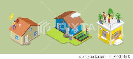 3D Isometric Flat Vector Illustration of Rooftop Garden 3D Isometric Flat Vector Illustration of Rooftop Garden 110601458