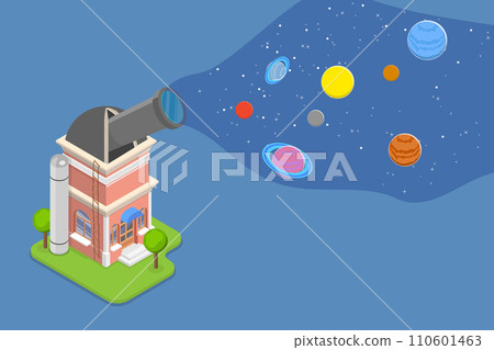 3D Isometric Flat Vector Illustration of Observatory 3D Isometric Flat Vector Illustration of Observatory 110601463