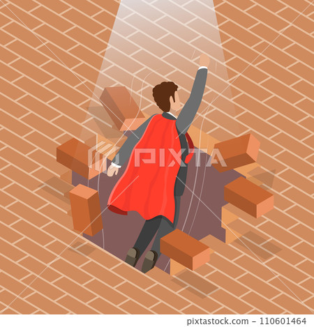 3D Isometric Flat Vector Illustration of Breaking Obstacles 3D Isometric Flat Vector Illustration of Breaking Obstacles 110601464