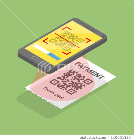 3D Isometric Flat Vector Illustration of Mobile Barcode Reader 3D Isometric Flat Vector Illustration of Mobile Barcode Reader 110601523