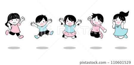 Illustration of cheerful children jumping 3-3 Illustration of cheerful children jumping 3-3 110601529
