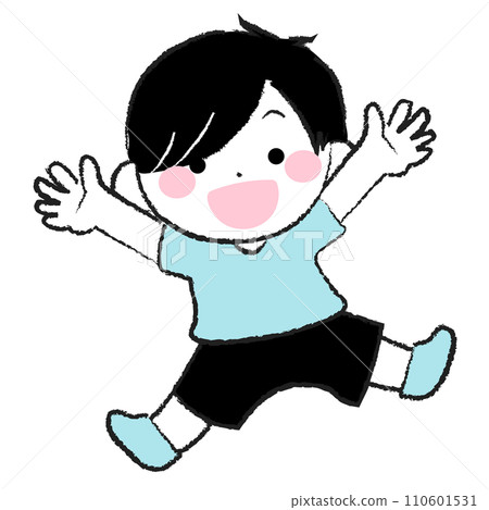 Illustration of a cheerful boy jumping 1-3 Illustration of a cheerful boy jumping 1-3 110601531