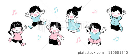 Illustration of cheerful children jumping 1-3 Illustration of cheerful children jumping 1-3 110601540
