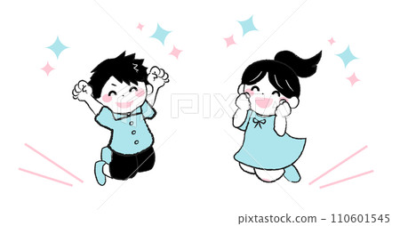 Illustration 1-3 of cheerful children jumping and rejoicing 110601545
