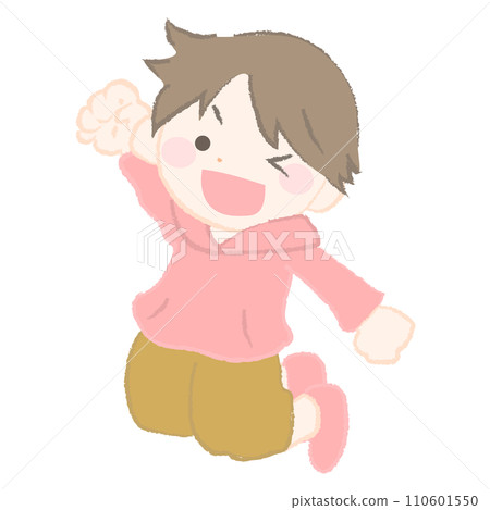 Illustration of a cheerful boy jumping 2-2 110601550
