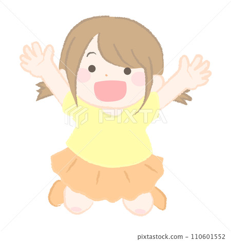 Illustration of a cheerful girl jumping 2-2 Illustration of a cheerful girl jumping 2-2 110601552
