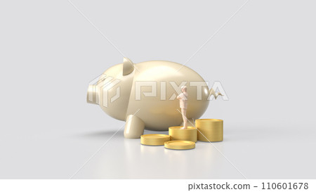 The piggy bank and coins for saving or business concept 3d rendering. The piggy bank and coins for saving or business concept 3d rendering. 110601678