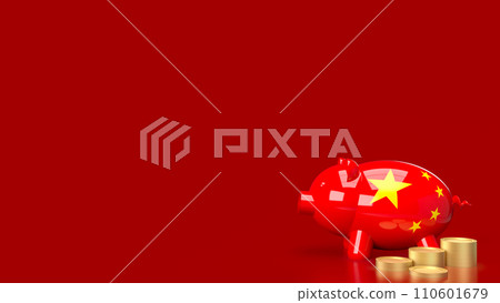 The red piggy bank and coins for Chinese saving or business concept 3d rendering. The red piggy bank and coins for Chinese saving or business concept 3d rendering. 110601679