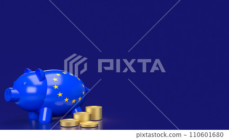 The Blue piggy bank and coins for Euro saving or business concept 3d rendering. The Blue piggy bank and coins for Euro saving or business concept 3d rendering. 110601680