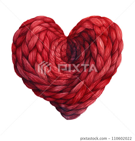 Red heart shaped wool yarn. AI generated image Red heart shaped wool yarn. AI generated image 110602022
