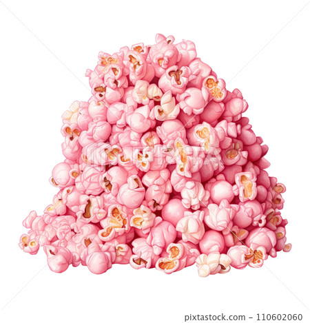 Pile of popcorn with pink popcorn. AI generated image 110602060
