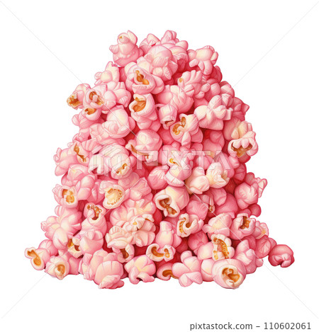 Pile of popcorn with pink popcorn. AI generated image 110602061