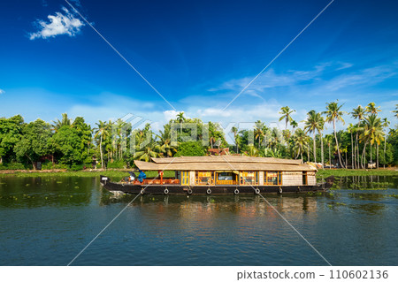 Houseboat on Kerala backwaters, India Houseboat on Kerala backwaters, India 110602136