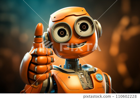 Cute Robot Showing Thumb Up 110602228
