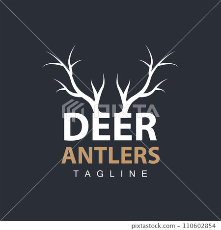 Deer Antlers Logo Design Hunter Antlers Forest Animal Symbol Illustration Deer Antlers Logo Design Hunter Antlers Forest Animal Symbol Illustration 110602854