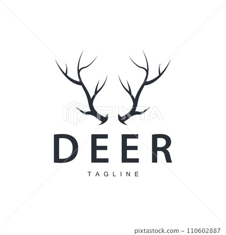 Deer Antlers Logo Design Hunter Antlers Forest Animal Symbol Illustration Deer Antlers Logo Design Hunter Antlers Forest Animal Symbol Illustration 110602887