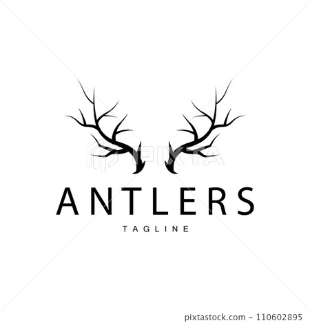 Deer Antlers Logo Design Hunter Antlers Forest Animal Symbol Illustration Deer Antlers Logo Design Hunter Antlers Forest Animal Symbol Illustration 110602895