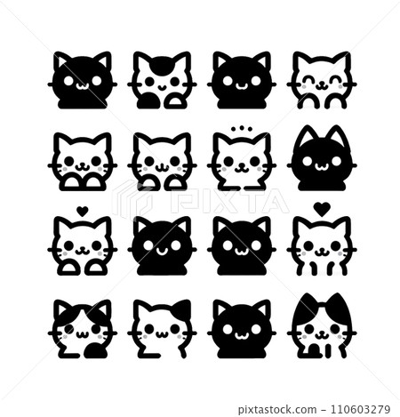可愛的貓臉圖示集 110603279