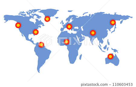 Global map pins icon. Flat illustration of global map pins vector icon for web design Global map pins icon. Flat illustration of global map pins vector icon for web design 110603453
