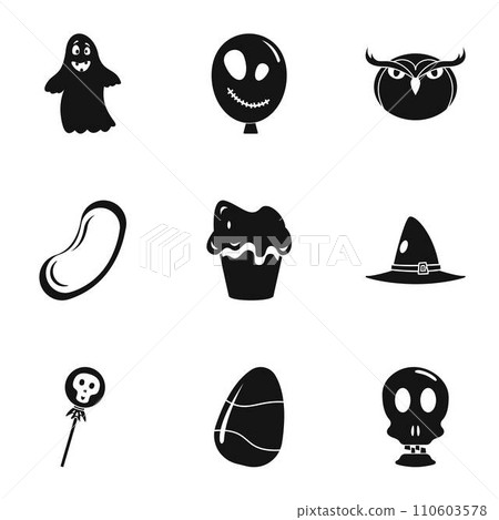 October halloween icon set. Simple set of 9 october halloween vector icons for web design on white background 110603578