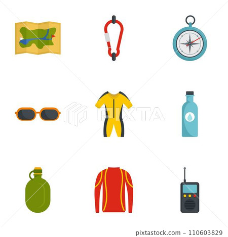 Travel camp icon set. Flat set of 9 travel camp vector icons for web design 110603829