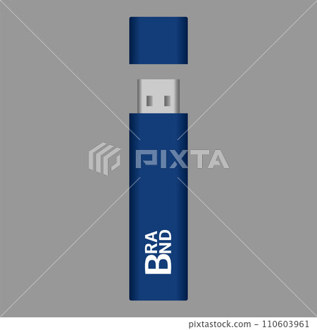 Blue usb flash icon. Realistic illustration of blue usb flash vector icon for web design Blue usb flash icon. Realistic illustration of blue usb flash vector icon for web design 110603961