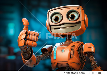 Cute Robot Showing Thumb Up 110604019
