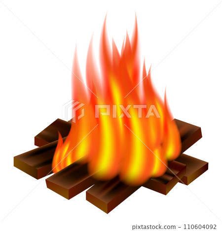Camp fire icon. Realistic illustration of camp fire vector icon for web design 110604092