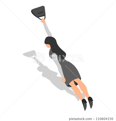 Woman fly to shopping icon set. Isometric set of woman fly to shopping vector icons for web design isolated on white background 110604150