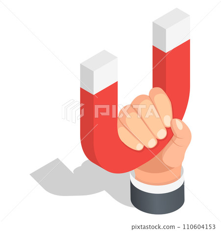 Magnet in hand icon set. Isometric set of magnet in hand vector icons for web design isolated on white background 110604153