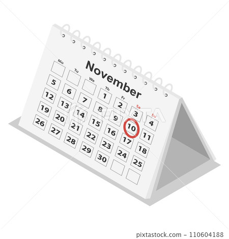 Office carton calendar icon set. Isometric set of office carton calendar vector icons for web design isolated on white background 110604188