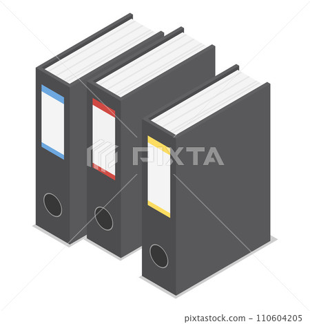 Black office folder icon set. Isometric set of black office folder vector icons for web design isolated on white background Black office folder icon set. Isometric set of black office folder vector icons for web design isolated on white background 110604205