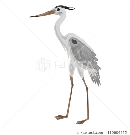 Grey heron icon. Cartoon of grey heron vector icon for web design isolated on white background 110604355