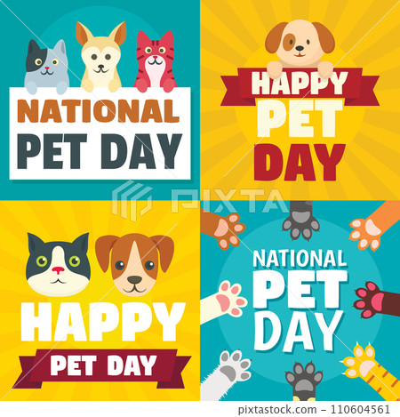 Day pet banner set. Flat illustration of day pet vector banner set for web design 110604561