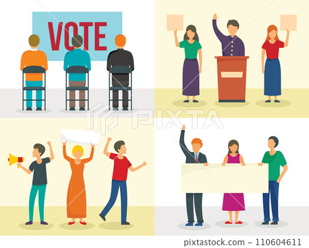 Political meeting banner set. Flat illustration of political meeting vector banner set for web design Political meeting banner set. Flat illustration of political meeting vector banner set for web design 110604611