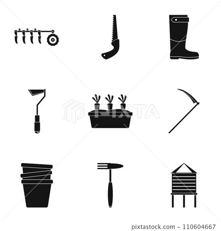 Farm tool icon set. Simple set of 9 farm tool vector icons for web design on white background 110604667