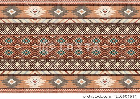 Navajo tribal vector seamless pattern. Native American ornament. Ethnic South Western decor style. Boho geometric ornament. Vector seamless pattern. Mexican blanket, rug. Woven carpet illustration. 110604684