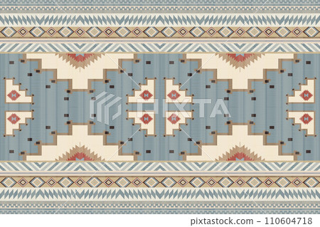 Navajo tribal vector seamless pattern. Native American ornament. Ethnic South Western decor style. Boho geometric ornament. Vector seamless pattern. Mexican blanket, rug. Woven carpet illustration. 110604718
