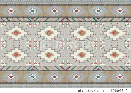 Navajo tribal vector seamless pattern. Native American ornament. Ethnic South Western decor style. Boho geometric ornament. Vector seamless pattern. Mexican blanket, rug. Woven carpet illustration. Navajo tribal vector seamless pattern. Native American ornament. Ethnic South Western decor style. Boho geometric ornament. Vector seamless pattern. Mexican blanket, rug. Woven carpet illustration. 110604741