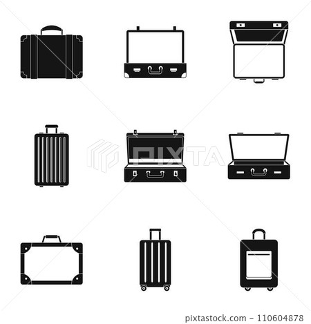 Travel briefcase icon set. Simple set of 9 travel briefcase vector icons for web design on white background 110604878