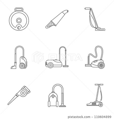 Modern vacuum cleaner icon set. Outline set of 9 modern vacuum cleaner vector icons for web design isolated on white background Modern vacuum cleaner icon set. Outline set of 9 modern vacuum cleaner vector icons for web design isolated on white background 110604899