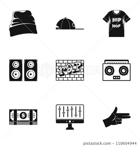 Rap icon set. Simple set of 9 rap vector icons for web design on white background 110604944