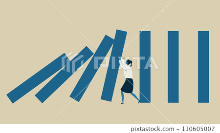 A woman who prevents dominoes from falling. 110605007